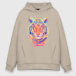 Толстовка оверсайз мужская Color Tiger, цвет: миндальный