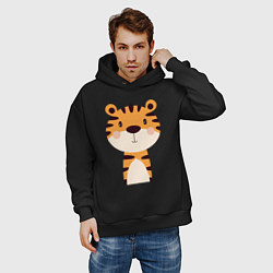 Толстовка оверсайз мужская Cartoon Tiger, цвет: черный — фото 2