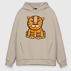 Толстовка оверсайз мужская Funny Tiger, цвет: миндальный