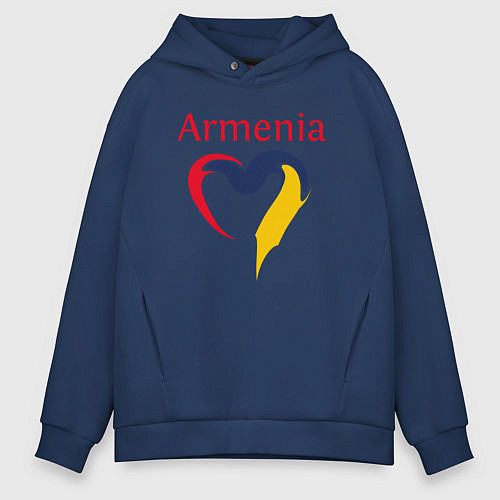 Мужское худи оверсайз Armenia Heart / Тёмно-синий – фото 1