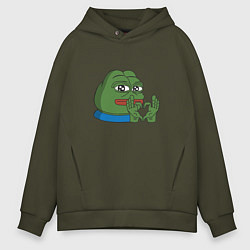 Толстовка оверсайз мужская Pepe love пепе лов, цвет: хаки