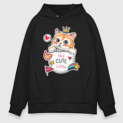 Толстовка оверсайз мужская Котенок в кармане, цвет: черный