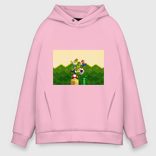 Мужское худи оверсайз Mario Coins / Светло-розовый – фото 1