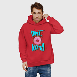 Толстовка оверсайз мужская Donut Worry, цвет: красный — фото 2