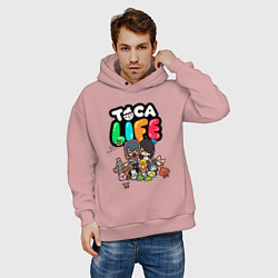 Толстовка оверсайз мужская Toca Life, цвет: пыльно-розовый — фото 2