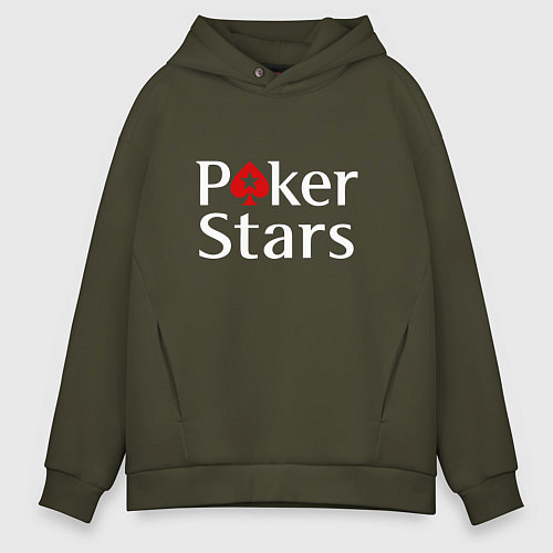 Мужское худи оверсайз PokerStars логотип / Хаки – фото 1