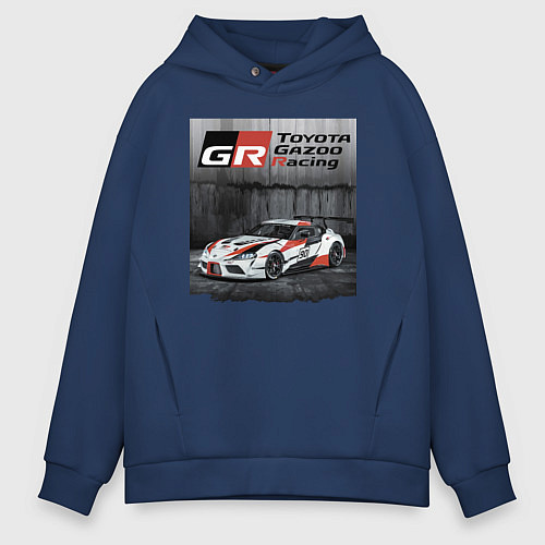 Мужское худи оверсайз Toyota Gazoo Racing Team / Тёмно-синий – фото 1