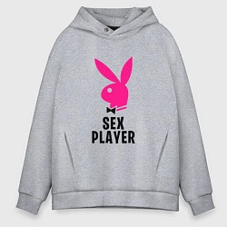 Толстовка оверсайз мужская СЕКС ИГРОК PLAYBOY, цвет: меланж