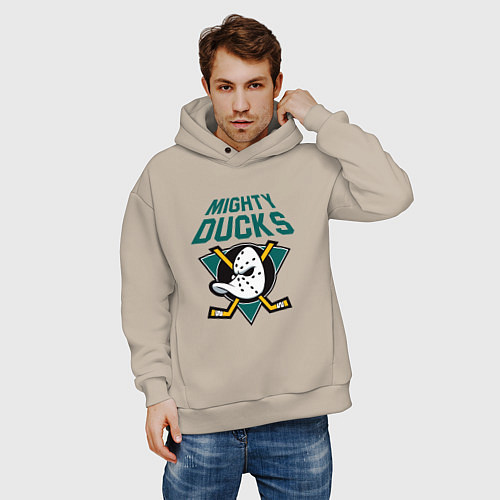 Мужское худи оверсайз Анахайм Дакс, Mighty Ducks / Миндальный – фото 3