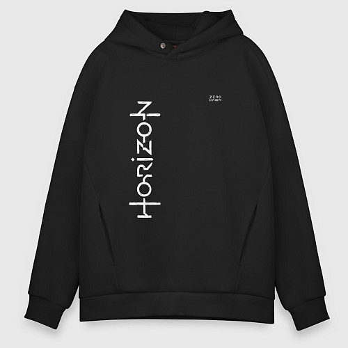 Мужское худи оверсайз HORIZON ZERO DAWN WHITE LOGO / Черный – фото 1
