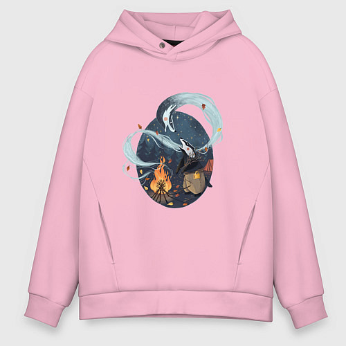 Мужское худи оверсайз Дух предка / Светло-розовый – фото 1