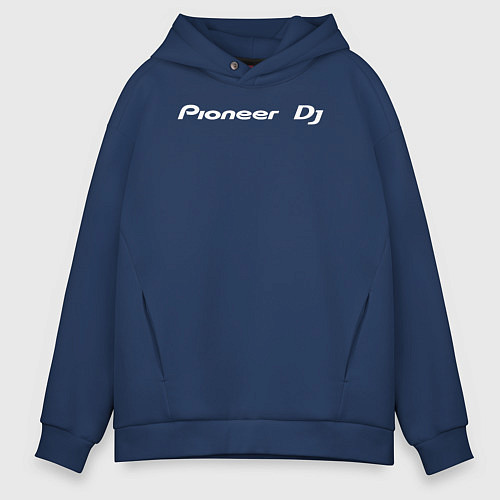 Мужское худи оверсайз Pioneer DJ - Logo White / Тёмно-синий – фото 1