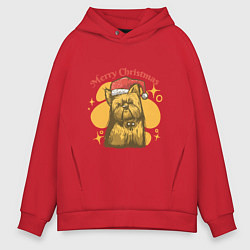Толстовка оверсайз мужская Merry Christmas, цвет: красный