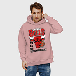 Толстовка оверсайз мужская Chicago Bulls NBA, цвет: пыльно-розовый — фото 2