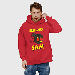 Толстовка оверсайз мужская Serious Sam Bomb Logo, цвет: красный — фото 2