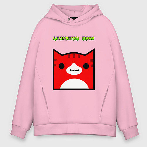 Мужское худи оверсайз Geometry Dash: Cat Skin / Светло-розовый – фото 1