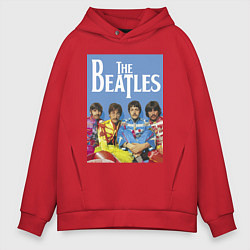 Толстовка оверсайз мужская The Beatles - world legend!, цвет: красный
