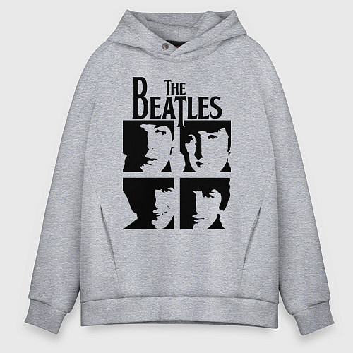 Мужское худи оверсайз The Beatles - legendary group! / Меланж – фото 1