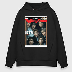 Толстовка оверсайз мужская BTS БТС на обложке журнала, цвет: черный