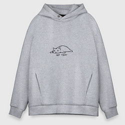 Толстовка оверсайз мужская Кошак с надпесью, цвет: меланж