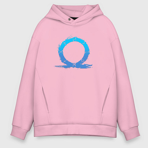 Мужское худи оверсайз CBVDJK СИМВОЛ КРАТОСА, БОГ ВОЙНЫ / Светло-розовый – фото 1