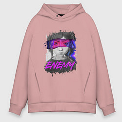 Толстовка оверсайз мужская Everywere My Enemy, цвет: пыльно-розовый