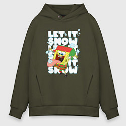 Толстовка оверсайз мужская LET IT SNOW ГУБКА БОБ, цвет: хаки