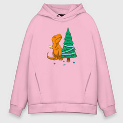 Толстовка оверсайз мужская Новогодние проблемы Рекса, цвет: светло-розовый