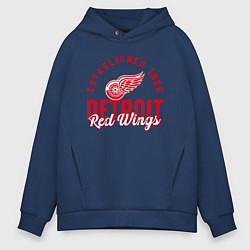 Толстовка оверсайз мужская Detroit Red Wings Детройт Ред Вингз, цвет: тёмно-синий