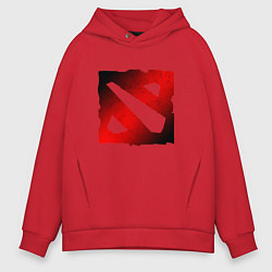Толстовка оверсайз мужская ЧЁРНО КРАСНОЕ ЛОГО ДОТА 2 DOTA 2 LOGO, цвет: красный