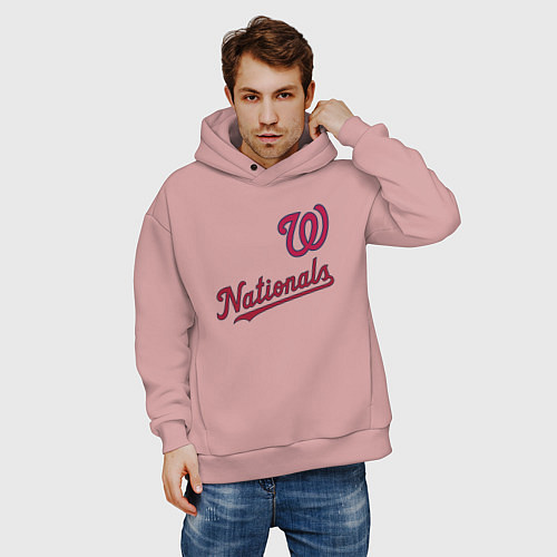 Мужское худи оверсайз Washington Nationals - baseball team! / Пыльно-розовый – фото 3