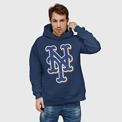 Толстовка оверсайз мужская New York Mets - baseball team, цвет: тёмно-синий — фото 2