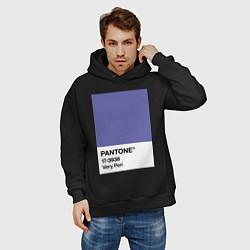 Толстовка оверсайз мужская Цвет Pantone 2022 года - Very Peri, цвет: черный — фото 2