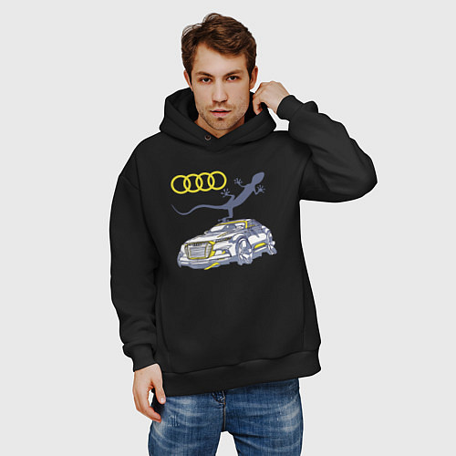 Мужское худи оверсайз Audi Quattro - зачётное точило! / Черный – фото 3