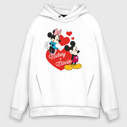 Толстовка оверсайз мужская Mickey x Minnie Love, цвет: белый