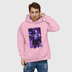 Толстовка оверсайз мужская Баал модная Шогун Райден Геншин, цвет: светло-розовый — фото 2