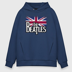 Толстовка оверсайз мужская The Beatles Great Britain Битлз, цвет: тёмно-синий