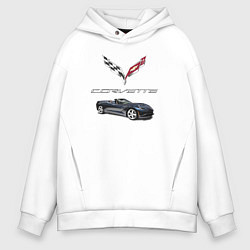 Толстовка оверсайз мужская Chevrolet Corvette, цвет: белый