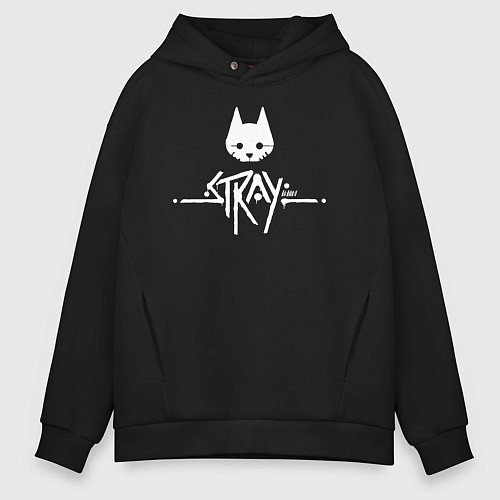 Мужское худи оверсайз Stray: White Logo / Черный – фото 1