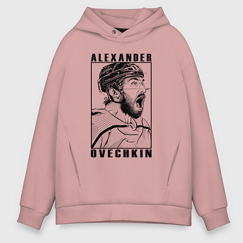 Мужское худи оверсайз АЛЕКСАНДР ОВЕЧКИН ALEXANDER OVECHKIN / Пыльно-розовый – фото 1