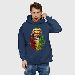 Толстовка оверсайз мужская Rasta lioN, цвет: тёмно-синий — фото 2