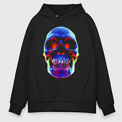 Толстовка оверсайз мужская Cool neon skull, цвет: черный