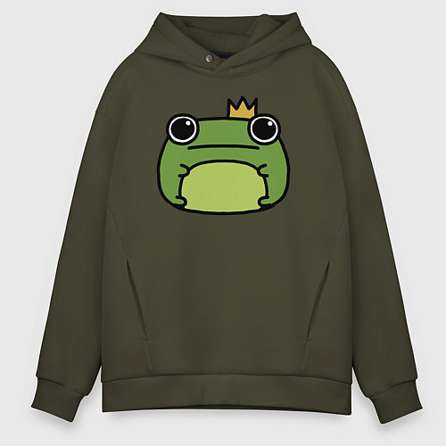 Мужское худи оверсайз Frog Lucky король / Хаки – фото 1