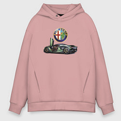 Толстовка оверсайз мужская Alfa Romeo - Racing, цвет: пыльно-розовый