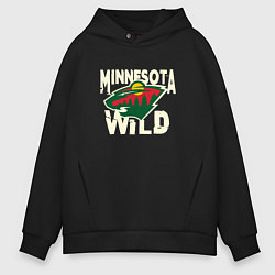 Толстовка оверсайз мужская Миннесота Уайлд, Minnesota Wild, цвет: черный