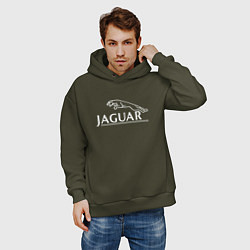 Толстовка оверсайз мужская Jaguar, Ягуар Логотип, цвет: хаки — фото 2