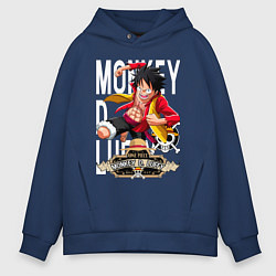 Толстовка оверсайз мужская One Piece Monkey Большой Куш Манки, цвет: тёмно-синий