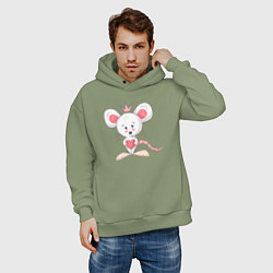 Толстовка оверсайз мужская Королева мышка, цвет: авокадо — фото 2