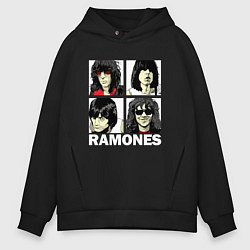 Толстовка оверсайз мужская Ramones, Рамонес Портреты, цвет: черный