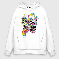 Толстовка оверсайз мужская Color & Skulls, цвет: белый